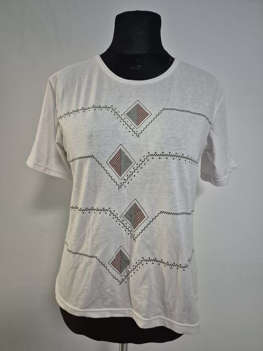 T-shirt krótki rękawek bialy z aplikacja roz L