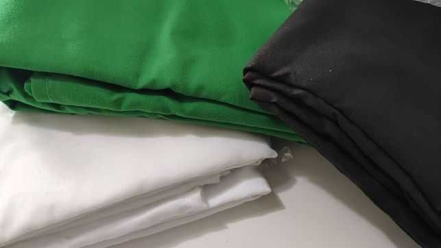 3x Fundos algodão para foto e vídeo verde, preto e branco