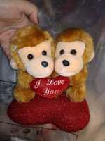 игрушка мягкая сердце и 2 обезьянка обезьяна я люблю тебя мех рыжий