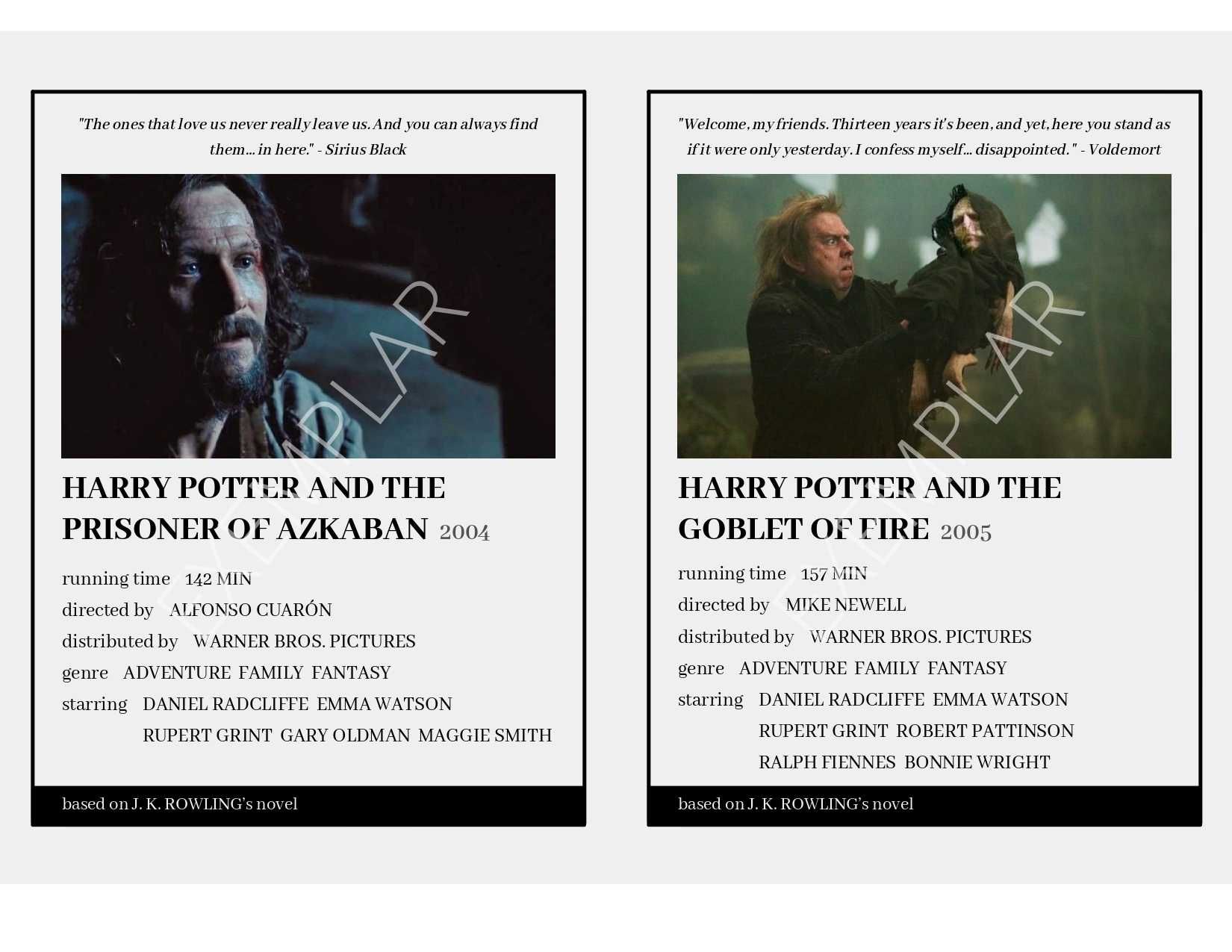 Harry Potter - Posters Pequenos (preço individual)