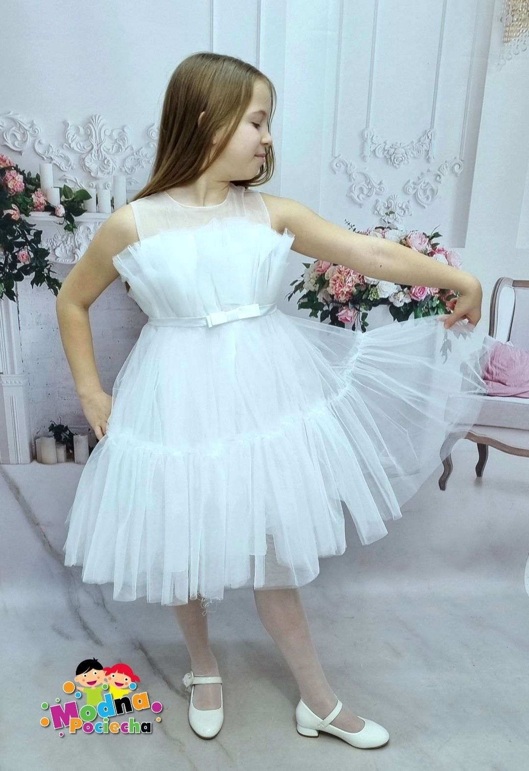Piękna biała tiulowa sukienka Rozmiar od 98 do 158 WYPRZEDAŻ