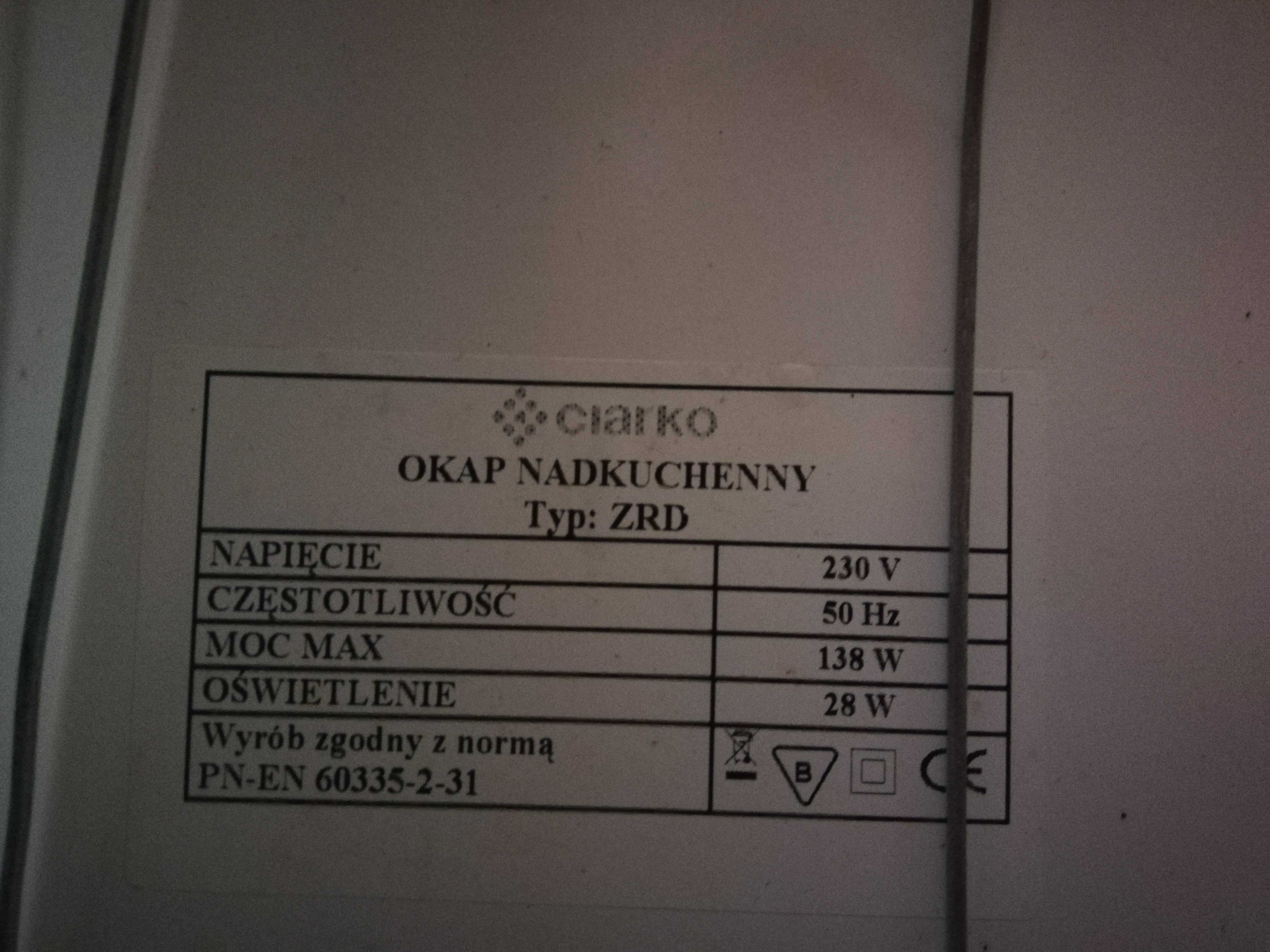 zdemontowany okap kuchenny firmy Ciarko