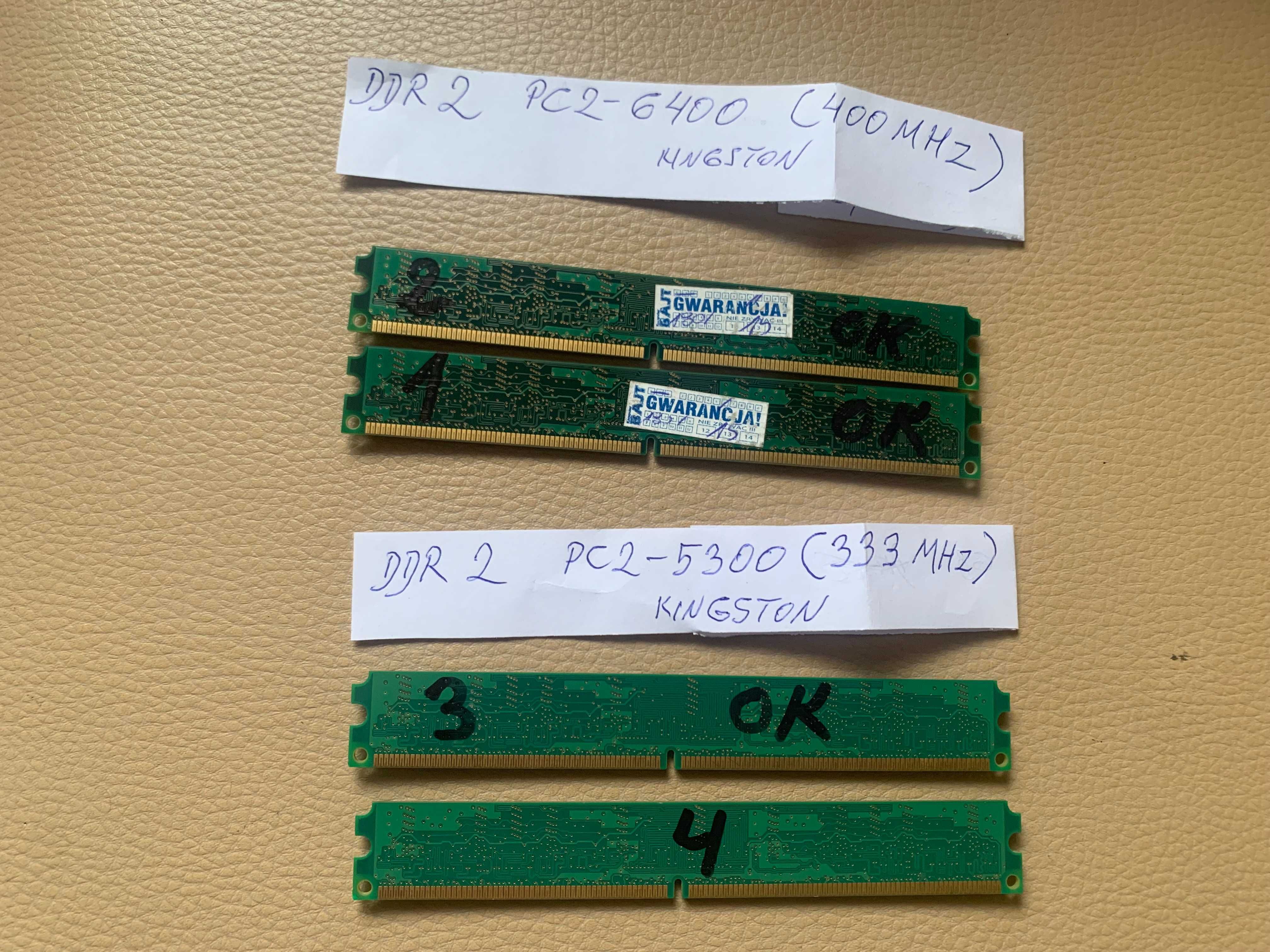 Pamięć RAM DDR2 400MHz i 333MHz Kingston 4x1GB ( 4GB )