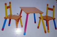 Kolorowy Zestaw stolik 2 krzesełka dla dzieci