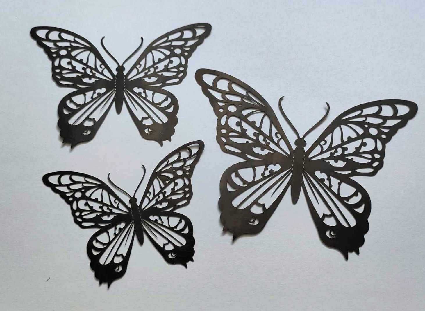 Czarne naklejki Motyle 3D Ażurowe 12 sz Dekoracja Ozdoba Wystrój Black