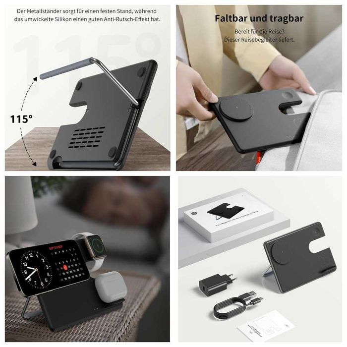 Качественное зарядное устройство JoyGeek с MagSafe, заряд.станция 3в1