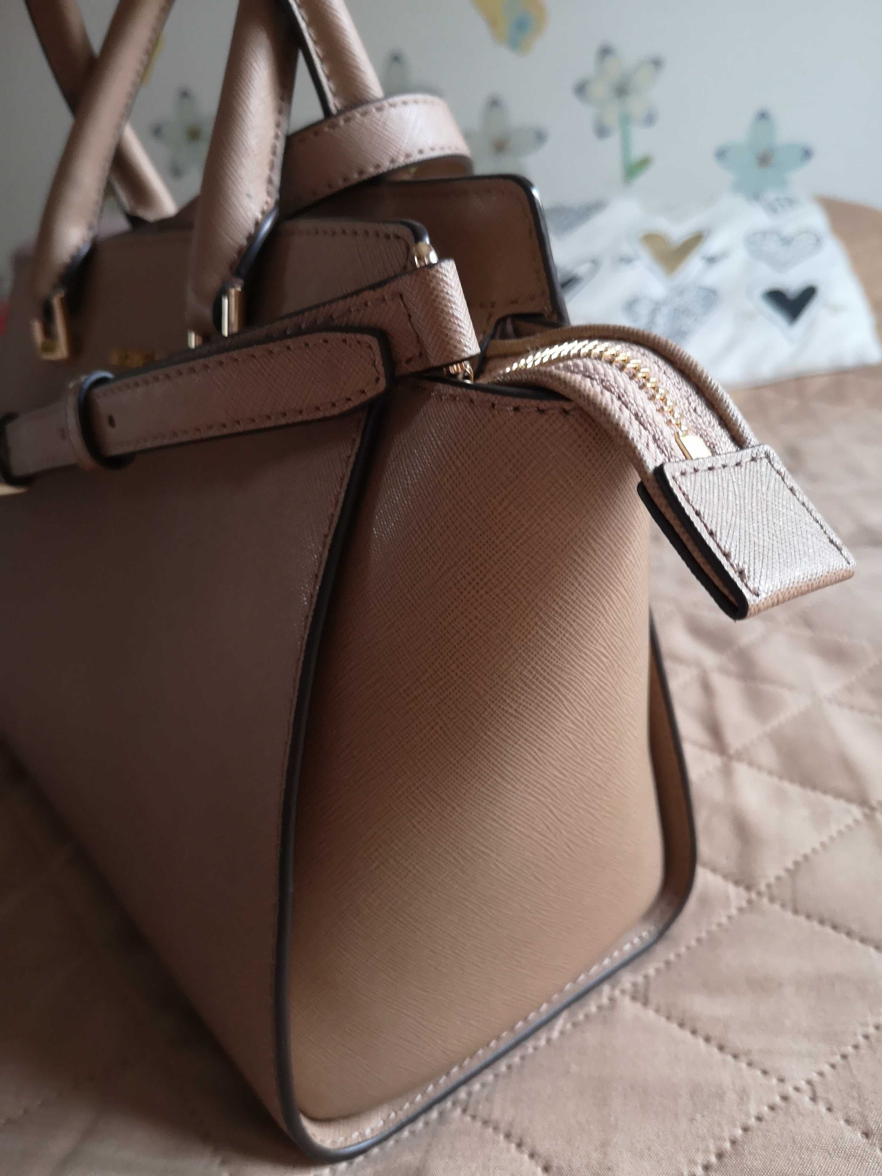 Torebka shopper Selma Michael Kors khaki rączki pasek skóra saffiano