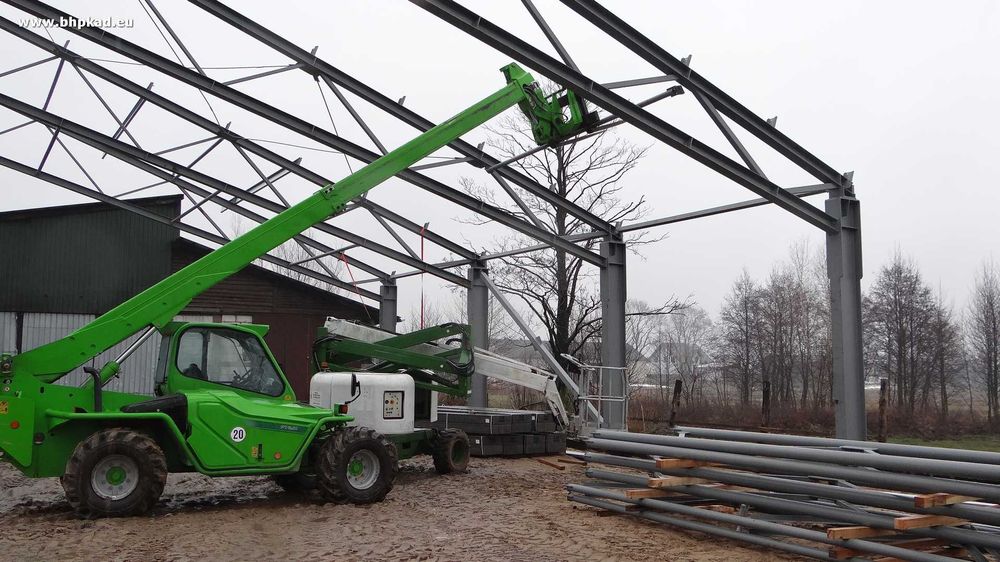 Konstrukcja stalowa. Obora. 28x44x4,5m. Producent. BHP KAD. Bartoszyce