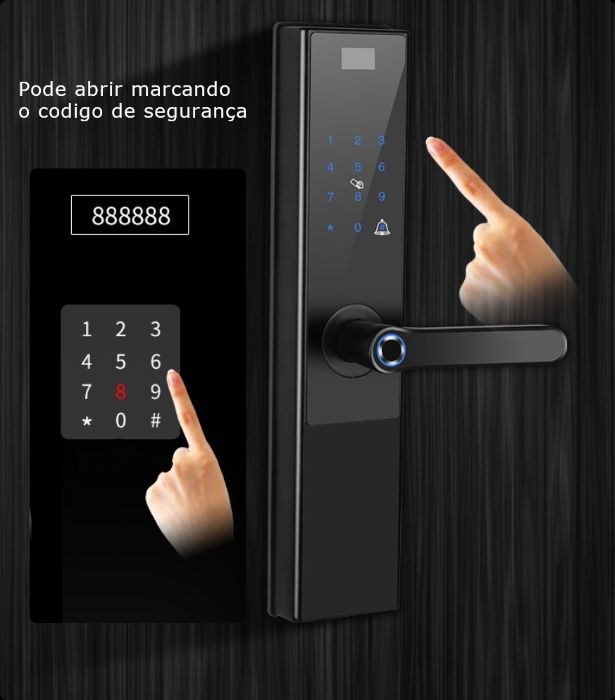 fechadura inteligente biometrica APP telemovel cartão RFID teclado