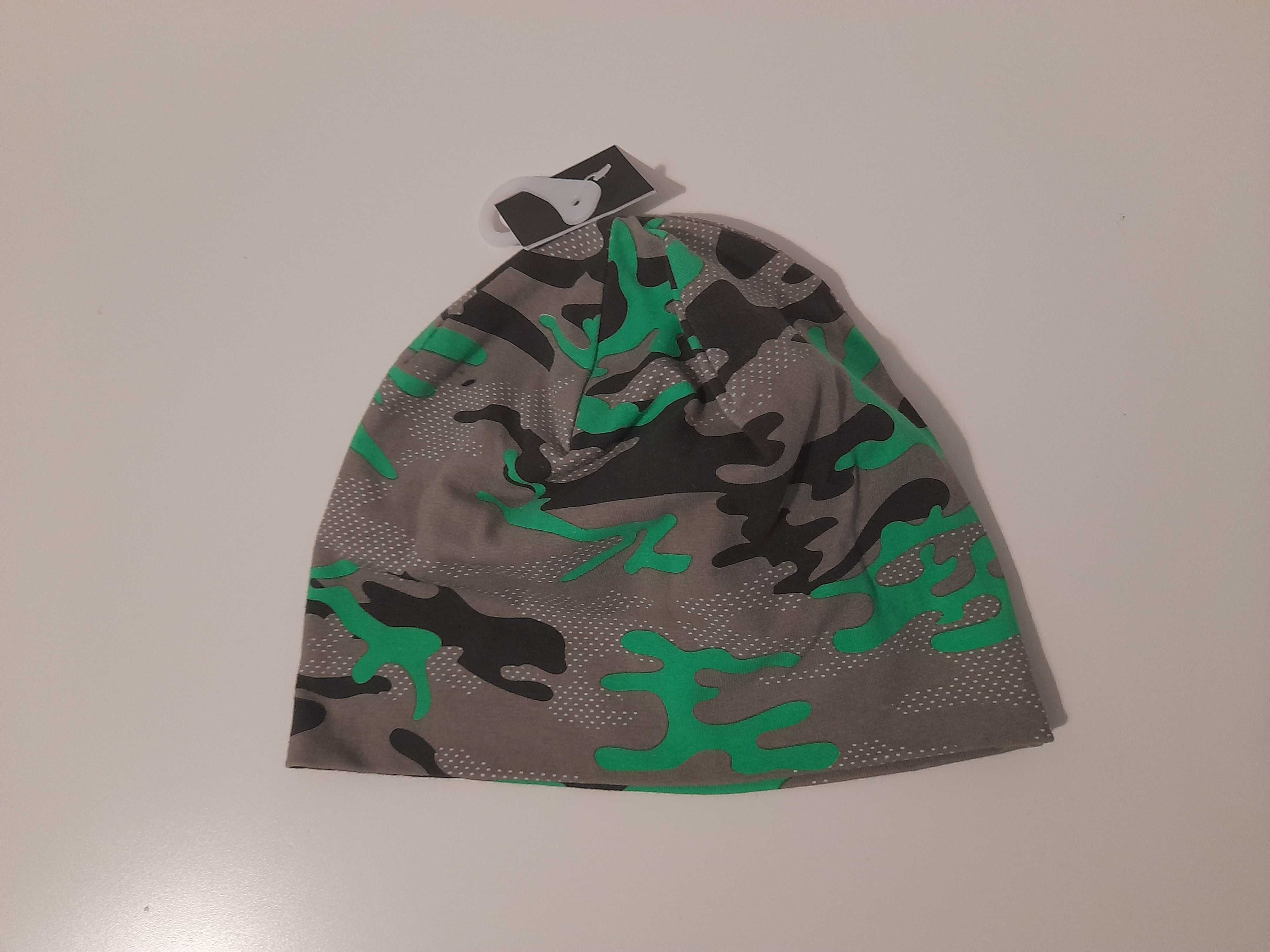 RESERVED S 52 cm 1-4 l czapka moro zielono szaro czarna