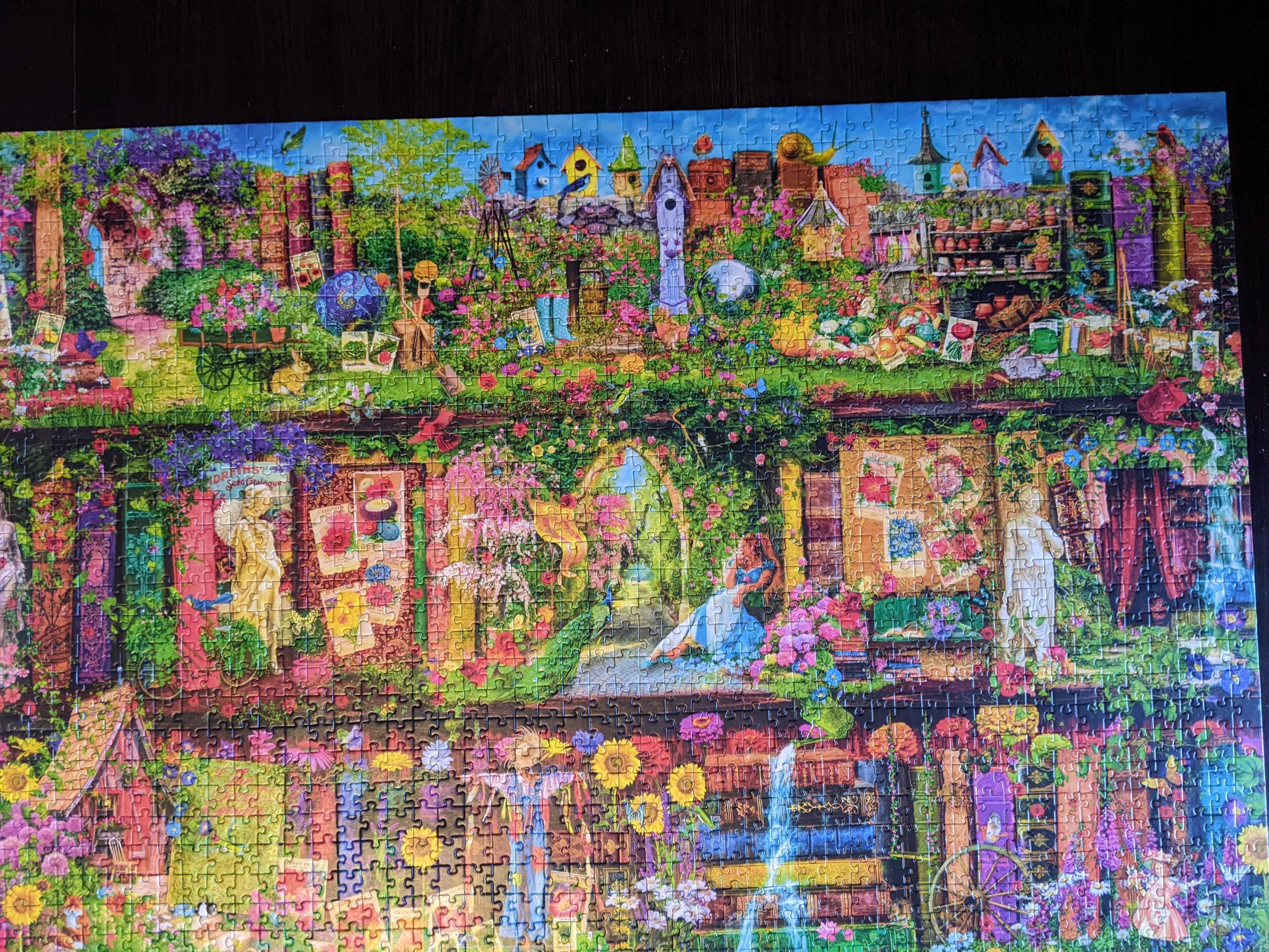 Puzzle baśniowe trefl 1500 elementów, półka z książkami, Alicja