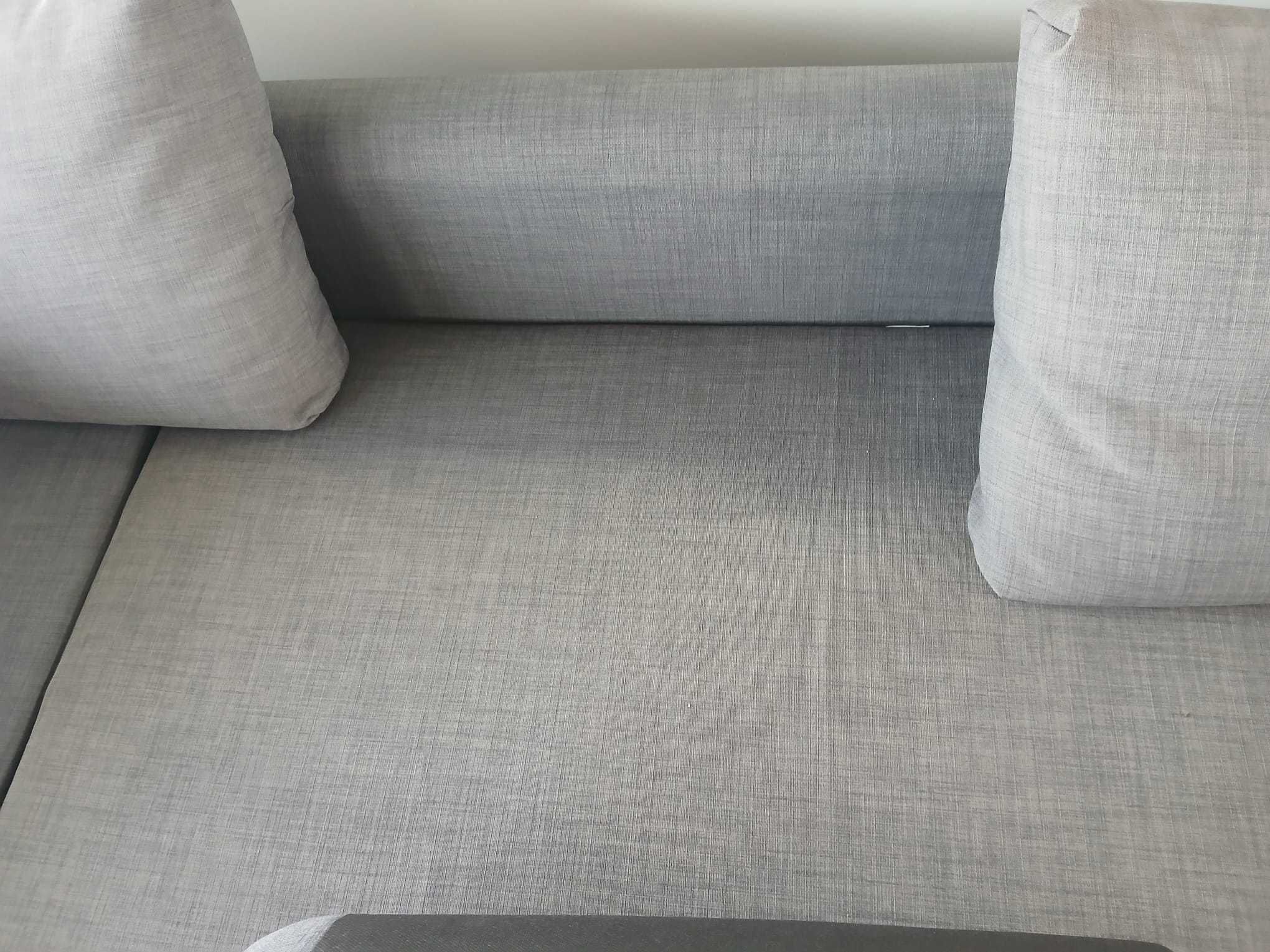 Sofá-cama de canto c/arrumação, c/almofadas encosto - Cinzento
