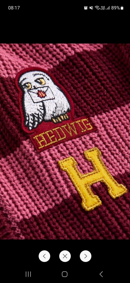 Kardigan sweter guziki H&M 134/140 harry potter Hedwiga