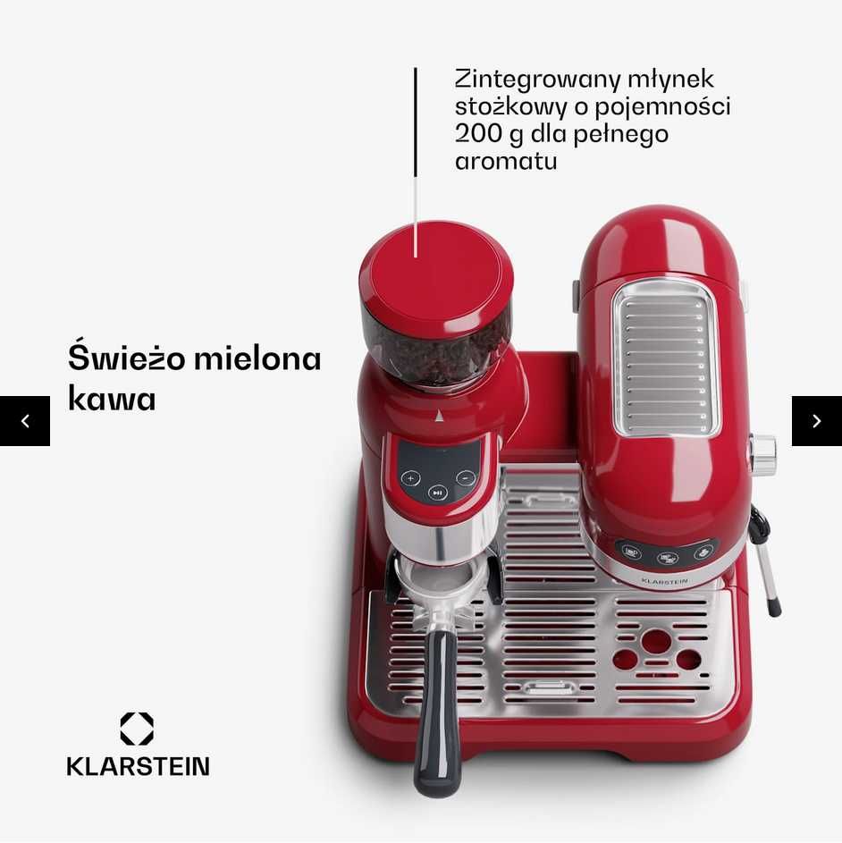 Piękny Ekspres ciśnieniowy Retro z Młynkiem 20 Bar Bella Cafe