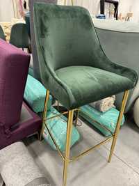 Krzeslo barowe hoker ava westwing ciemnozielony butelkowa zielen zlote