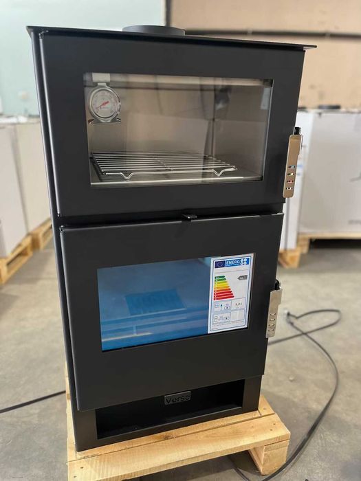 Fogão a lenha com forno em inox, para queima de lenha Verso F - 9 kw