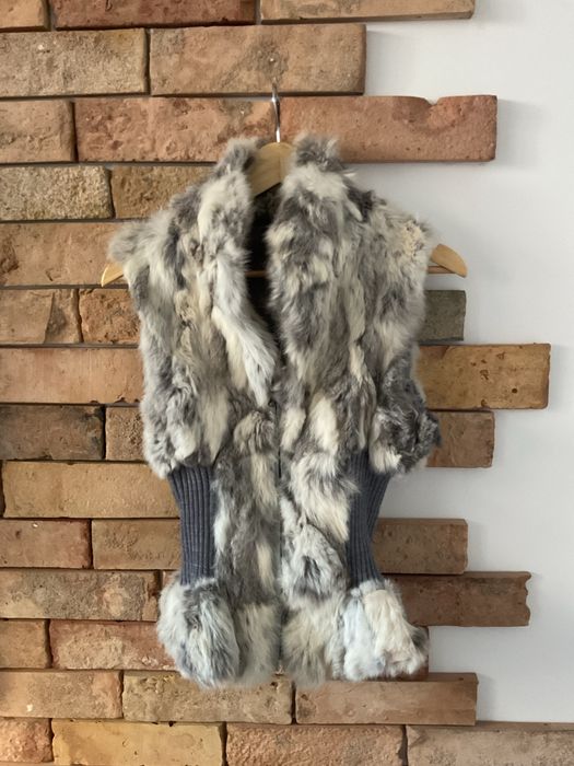 Damski bezrękawnik z futra naturalnego, króliczego, rozmiar S/XS