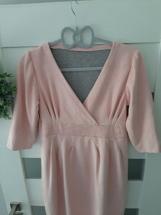 Sukienka ciążowa zamszowa dresówka rozm. 38/40 pudrowy róż