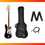 Gitara basowa Ever Play Jazz Bass czarna + pokrowiec + pasek + kabel