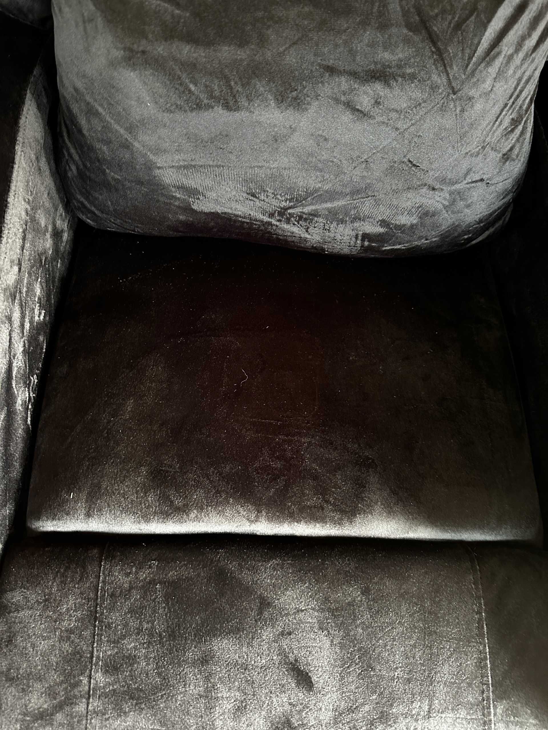 Fotel tradycyjny rozkładany VidaXL czarny obity aksamitem