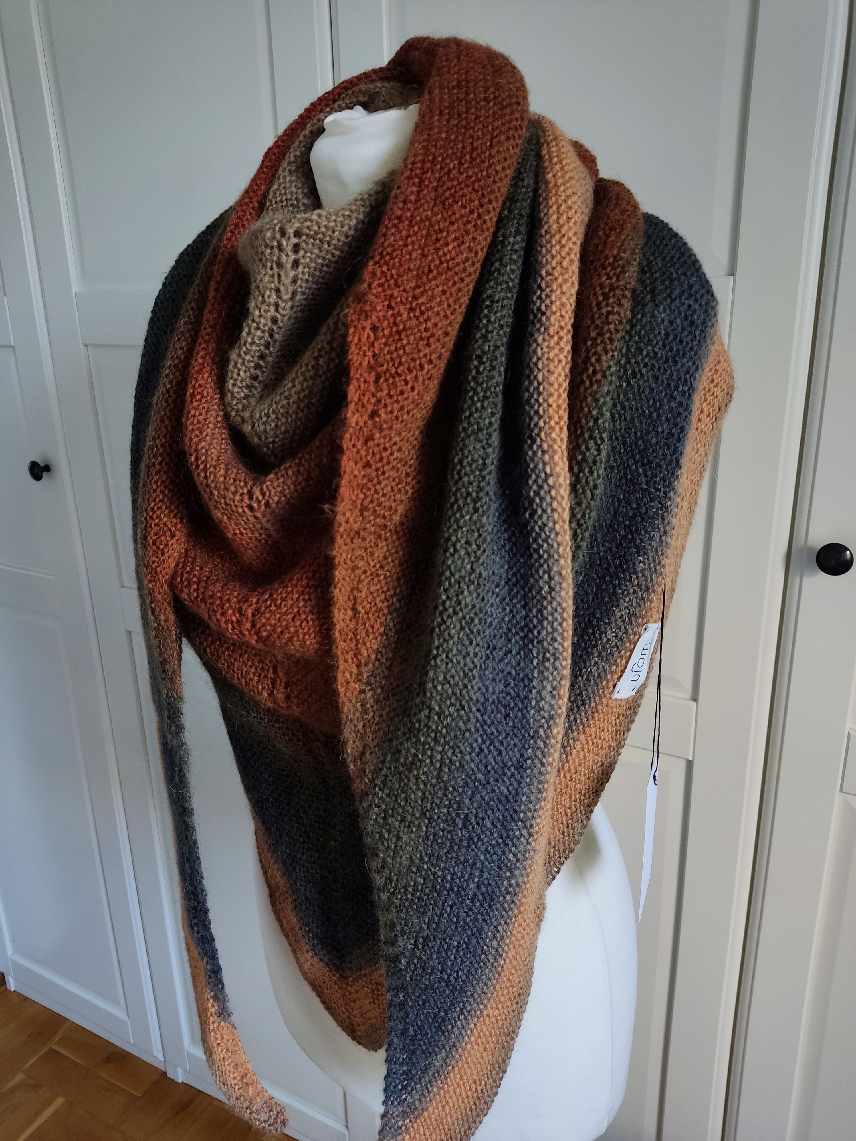 Nowa wełniana duża chusta na drutach Etna handmade by ufam rękodzieło