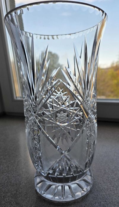 Kryształ z PRL-u Wazon Duży Wysoki Vintage