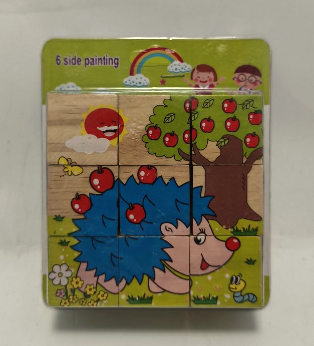 Klocki drewniane układanka 6w1 leśne zwierzęta