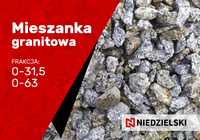 Mieszanka granitowa frakcja 0-31,5, 0-63, tłuczeń, kruszywo grantiowe