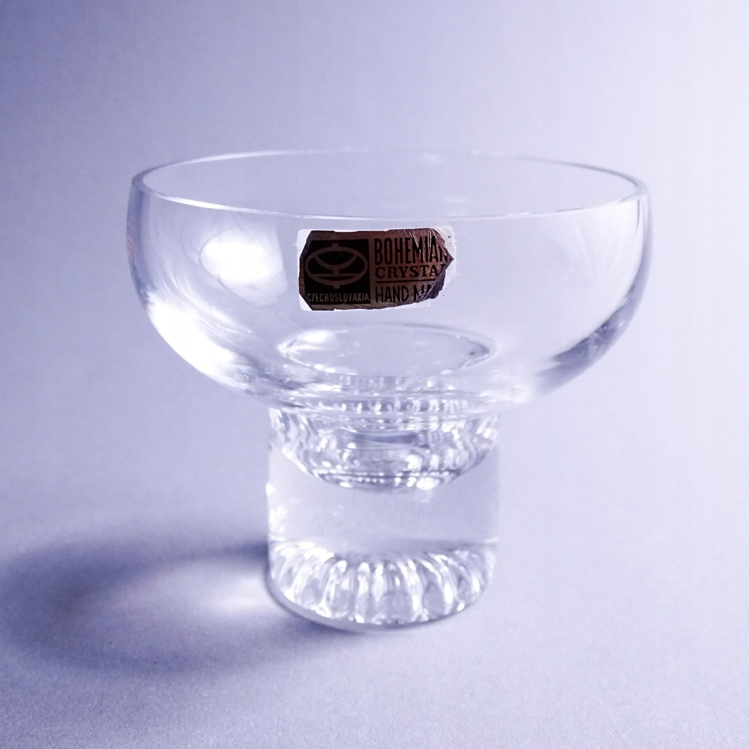 czechosłowacja designerski kryształowy pucharek świecznik