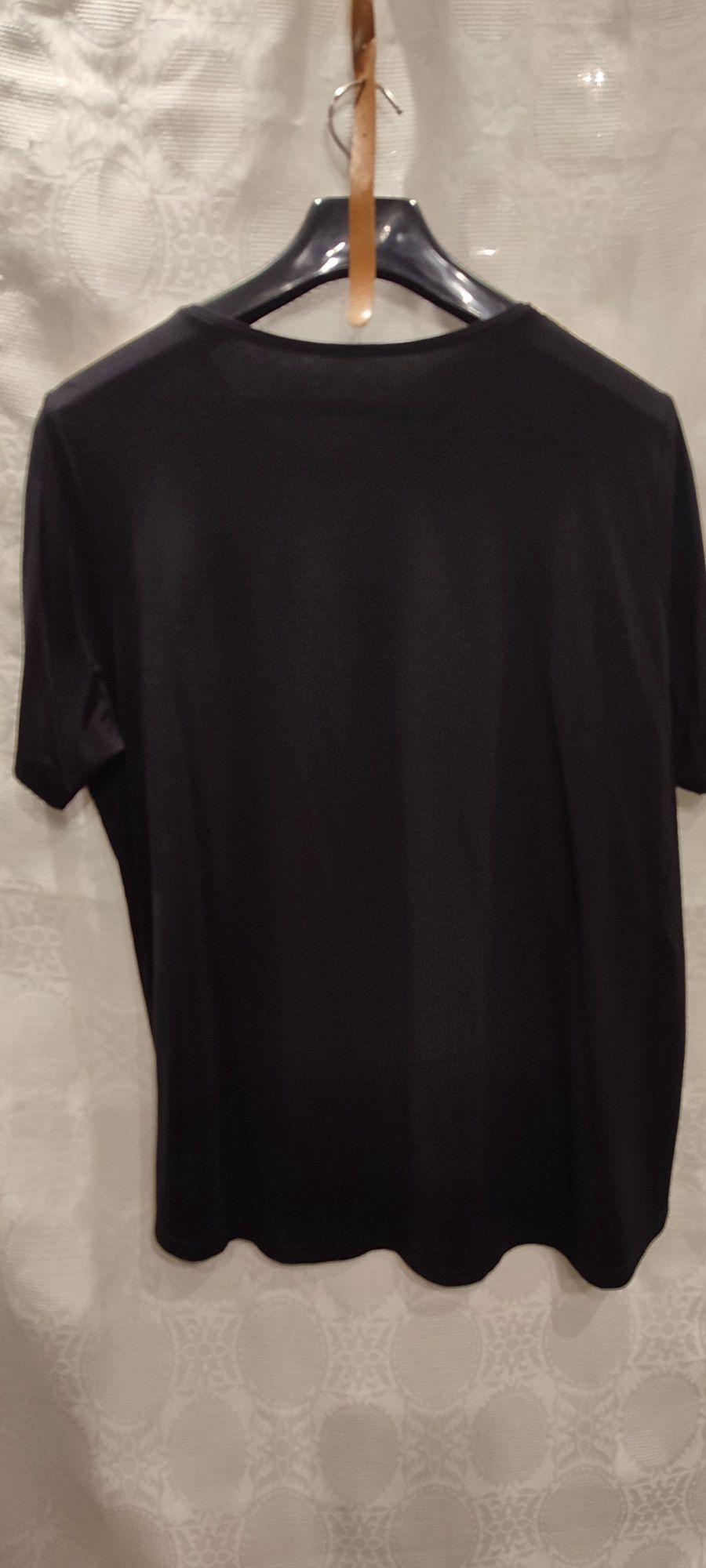 Koszulka t-shirt bluzka z krótkim rękawem  beżowo czarna