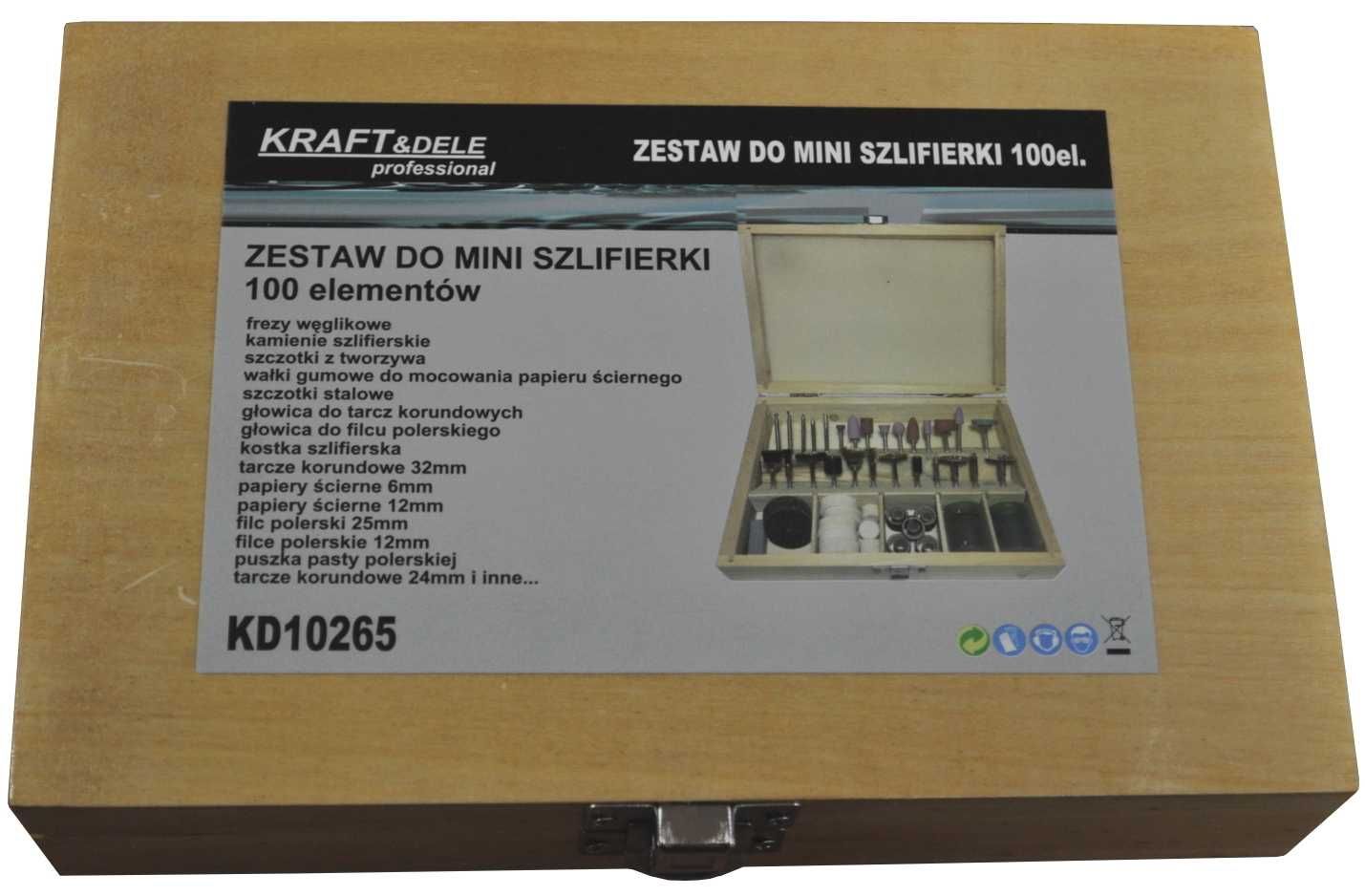 AKCESORIA do MINI SZIFIERKI zestaw 100 el. drewniana walizka KD10265