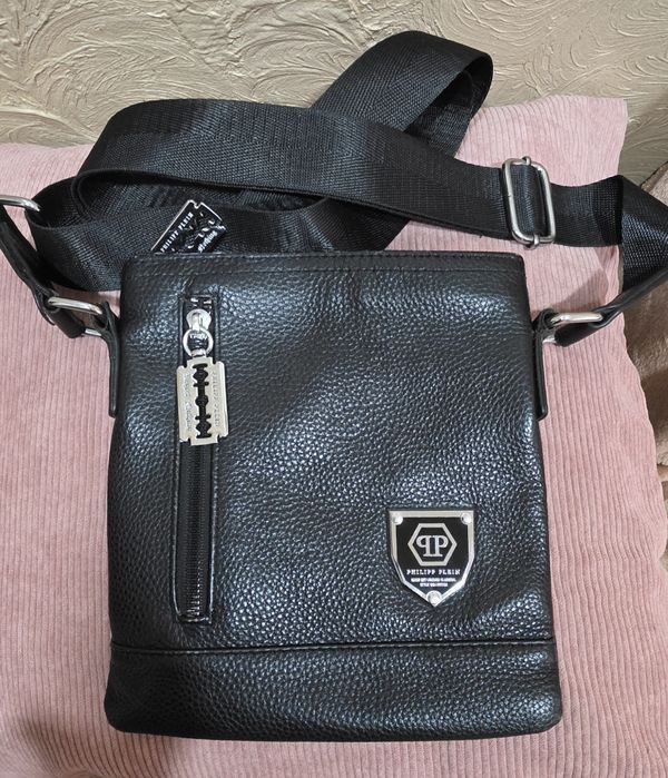 Чоловіча шкіряна сумка через плече Philipp Plein