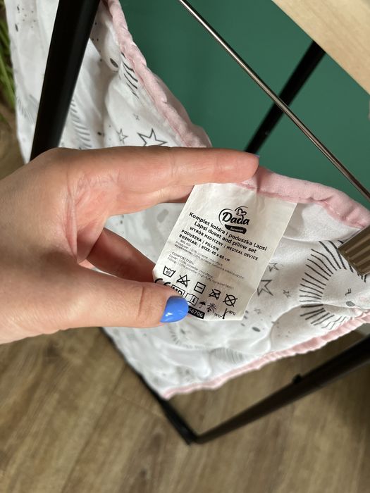 Komplet kołdra poduszka różowy pudrowy biały dada