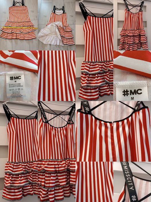 Miss City sukienka paski marynarskie logo lato uniwersalna S M L XL