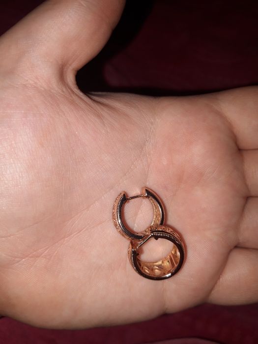 Серьги с узором сердечек винтаж серёжки золотистые