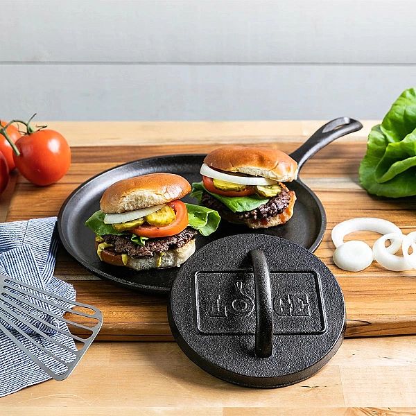 Żeliwna prasa okrągła do burgerów / Lodge