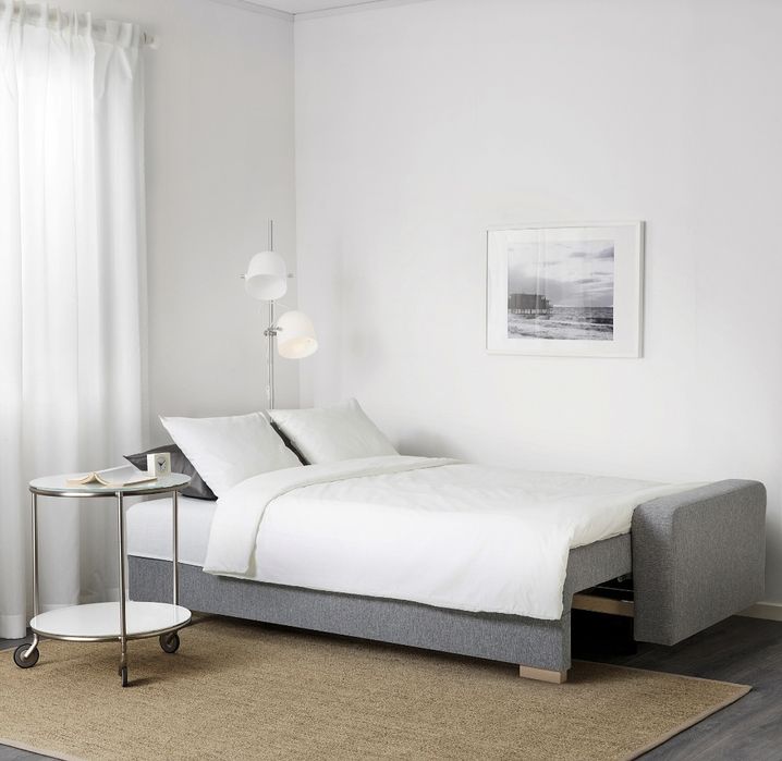 Sofa, kanapa  3 osobowa, rozkładana, szara z ikea + gratis