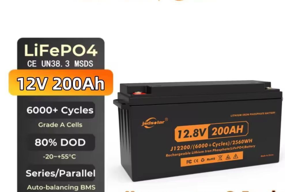 jsdsolar 12 B 200 Ач LiFePO4 акумулятор класу А акумулятор 6000 + цикл