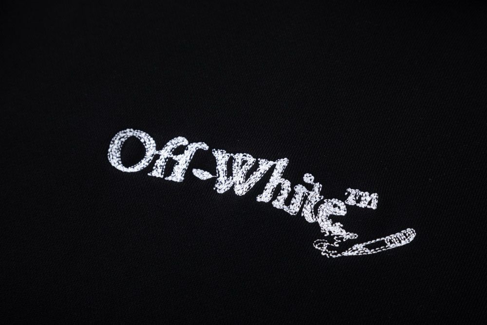 Off-white худи оверсайз вышивка мужское черное унисекс