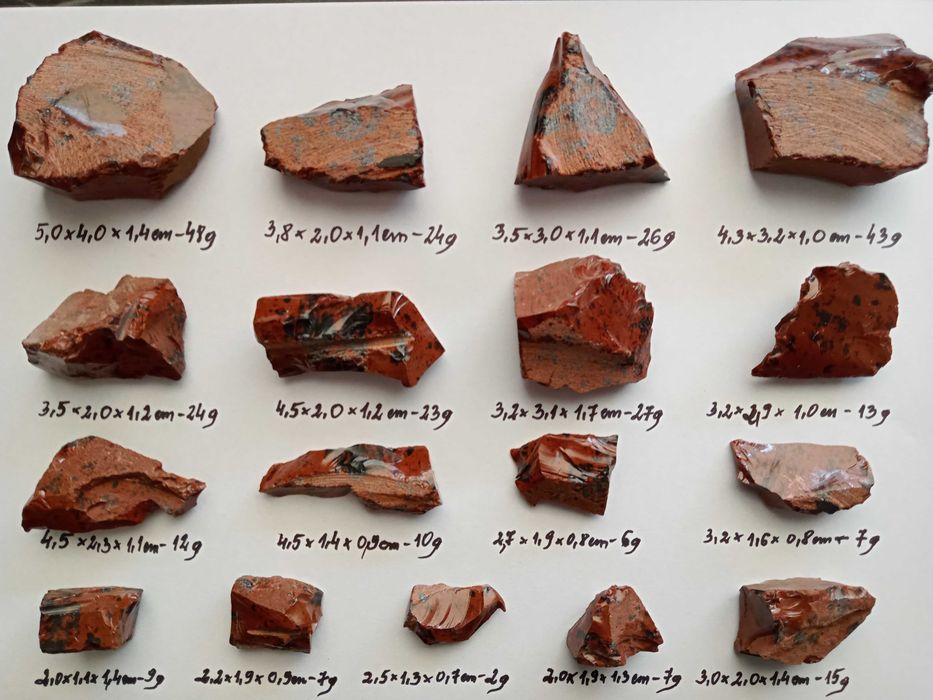 Obsydian mahoniowy Meksyk Sonora zestaw 17 sztuk duże okazy biżuteria