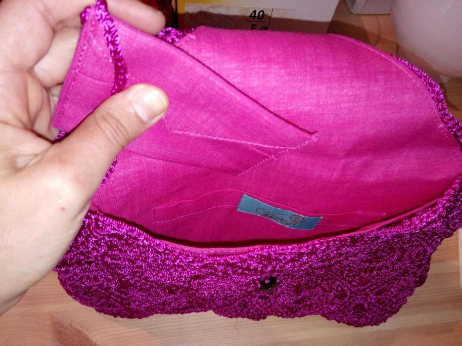 Vendo bolsa / pochete em crochet rosa vintage bazaar nova