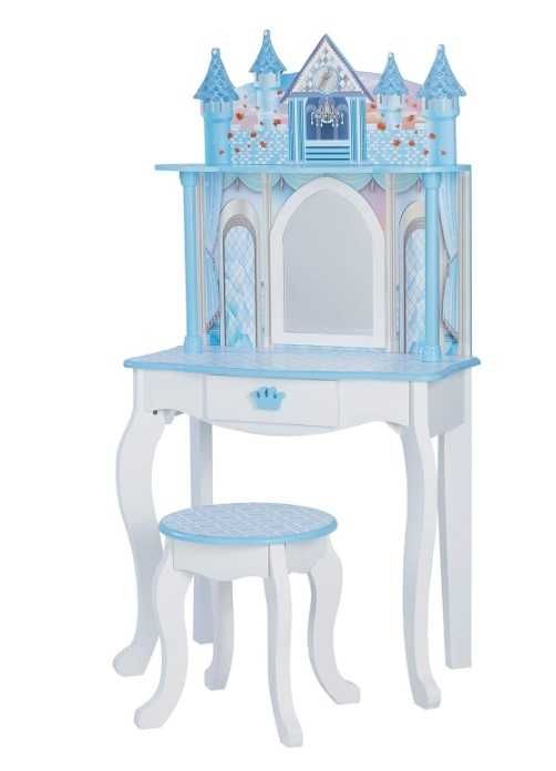 Toaletka dla dziewczynki zabawka zamek ze stołkiem lustrem akcesoria