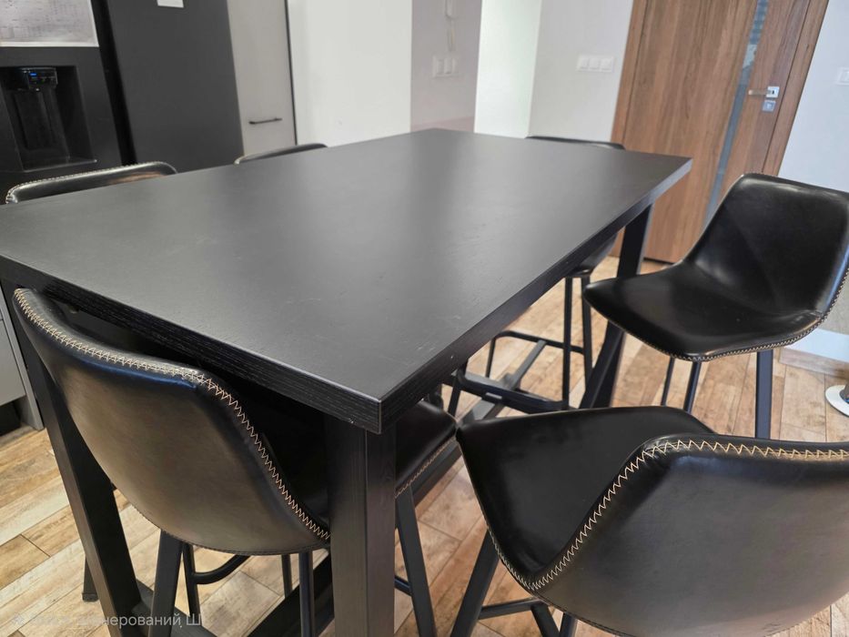 IKEA NORDVIKEN czarny + 6 hokerów, stan idealny, w zestawie