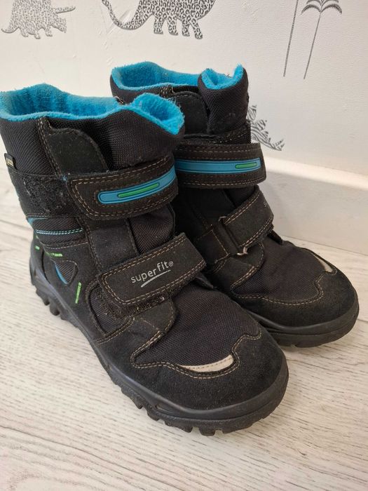 Черевики superfit , чорні з блакитним,  35р., устілка 22,7 см