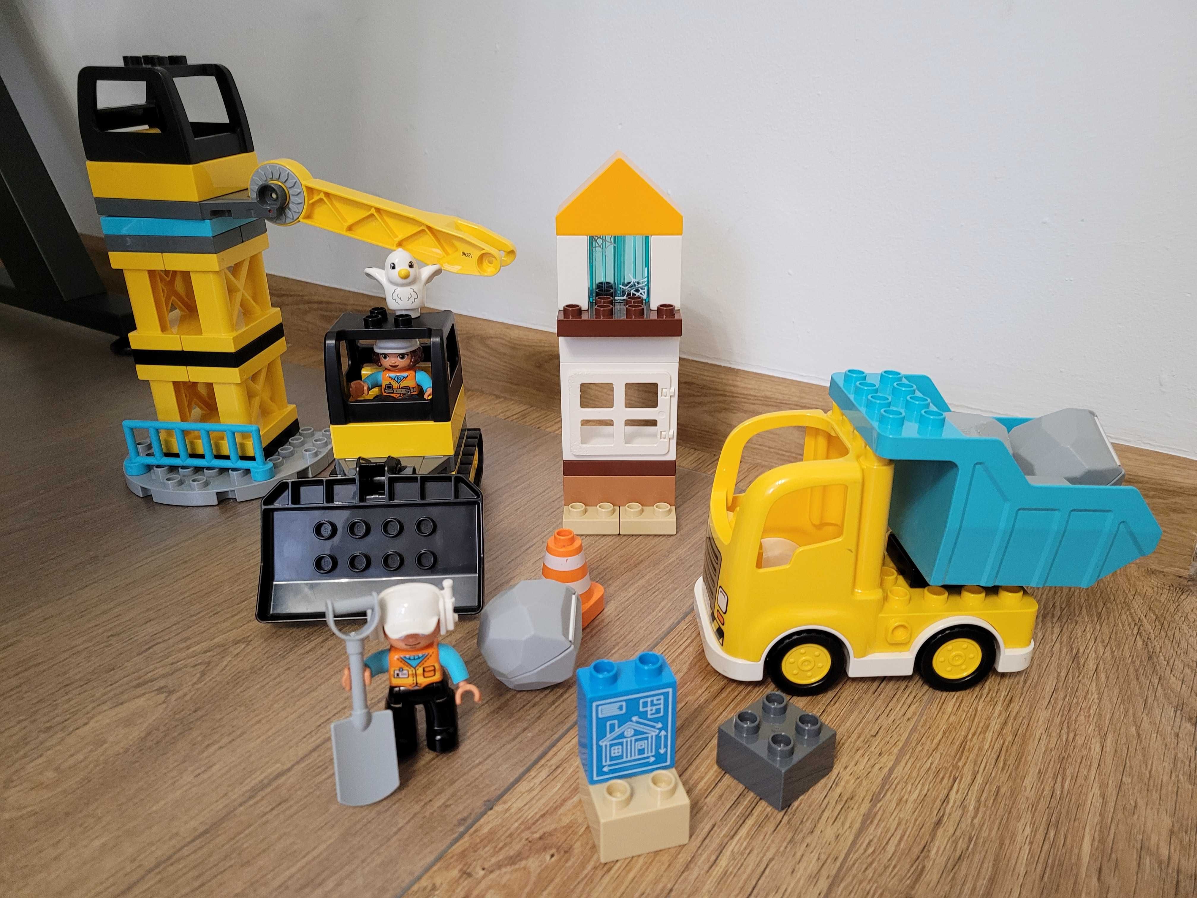 Lego duplo , zestaw budowa, mix, wywrotka, dźwig, spychacz