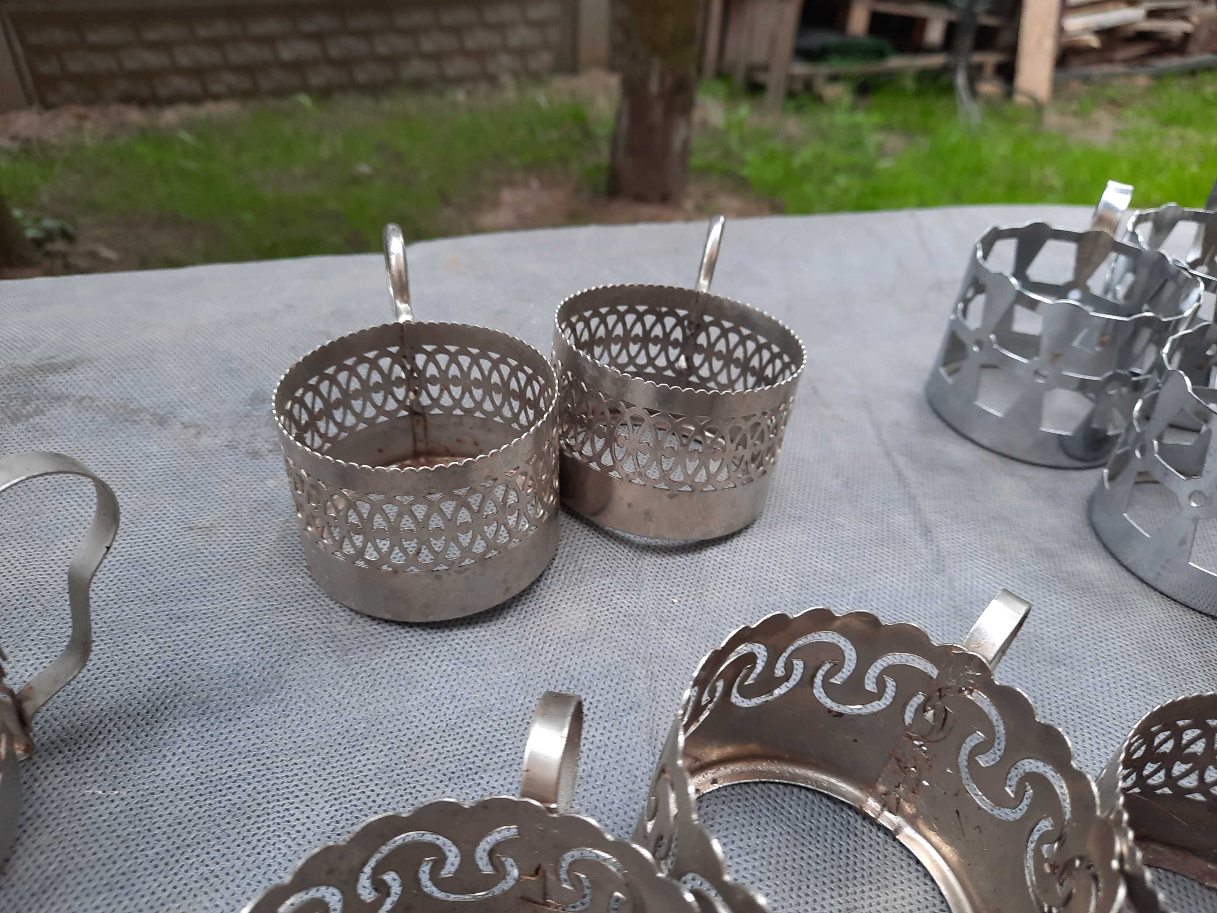 Stare koszyczki do szklanek cukiernicy PRL cena za całość