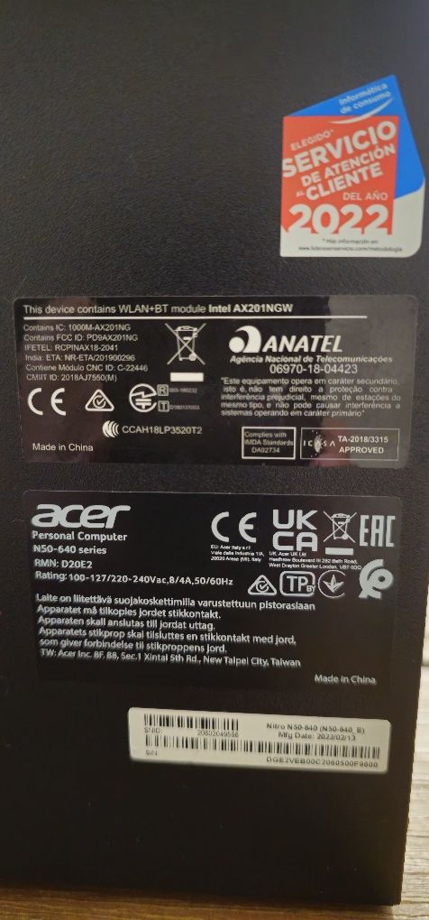 PC Gaming (Acer Nitro 50 N50-640) I7- 12700F; 16GB RAM 100 GB SSD