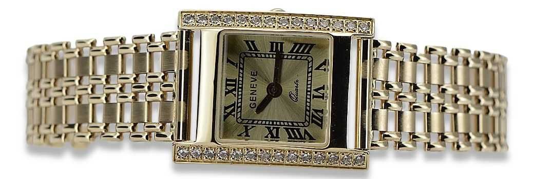 Złoty zegarek z bransoletą damski 14k 585 Geneve lw035y&lwb001y W
