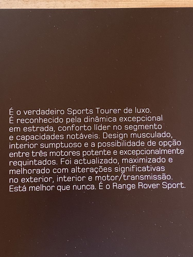 Brochura catálogo do Range Rover Sport 2012