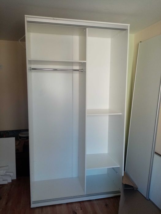 Szafa przesuwna Maja, biała 130x242x60 NOWA szuflady, cichy domyk